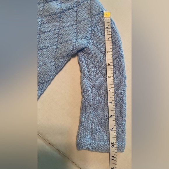 Handmade Soft Knit Open Cardigan Sweater Blue Girls size (18 months - 2T) - Picture 4 of 7